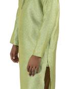 Green embroidered raw silk kurta-pajama