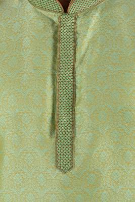 Green embroidered raw silk kurta-pajama 2