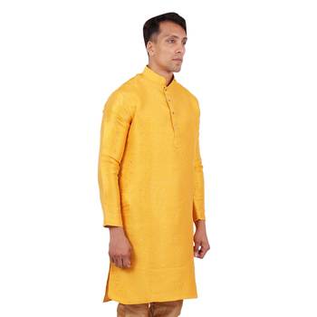 Yellow brasso faux silk kurta-pajama 3