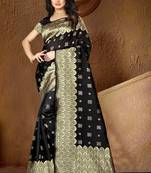 Black Woven Banarasi Silk Saree With Blouse