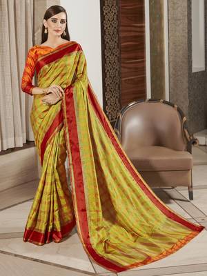 Mehendi woven silk saree with blouse 1