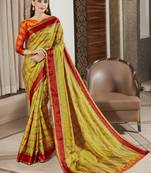 Mehendi woven silk saree with blouse
