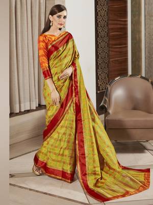 Mehendi woven silk saree with blouse 2