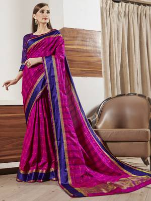 Purple woven silk saree with blouse 1