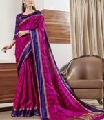 Purple woven silk saree with blouse