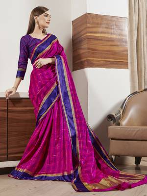 Purple woven silk saree with blouse 2