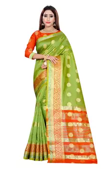 Kimisha Light Green Art Silk Jacquard Saree With Running Blouse