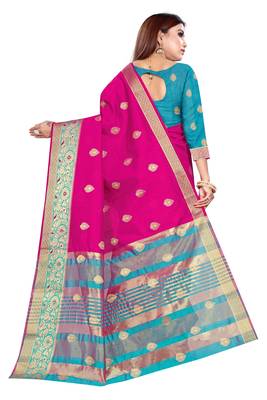 Kimisha Magenta Art Silk Jacquard Saree With Running Blouse 2