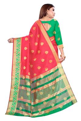 Kimisha Pink silk blend Jacquard Saree With Running Blouse 2