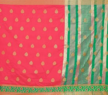 Kimisha Pink silk blend Jacquard Saree With Running Blouse 4