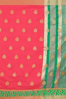 Kimisha Pink silk blend Jacquard Saree With Running Blouse