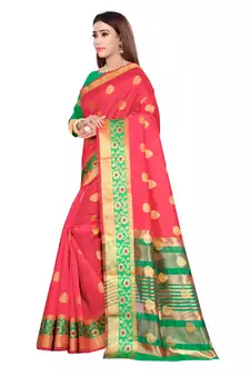 Kimisha Pink silk blend Jacquard Saree With Running Blouse