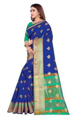 Rblue silk blend Jacquard Saree With Running Blouse 5