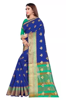 Rblue silk blend Jacquard Saree With Running Blouse