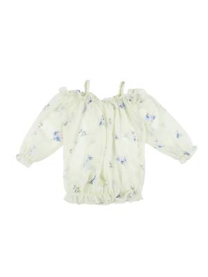 Yellow Printed Chiffon Kids Tops 2