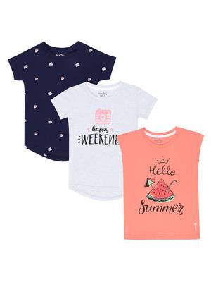 Red Printed Cotton Kids Tops 1