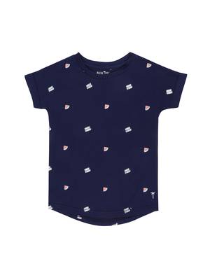 Red Printed Cotton Kids Tops 2