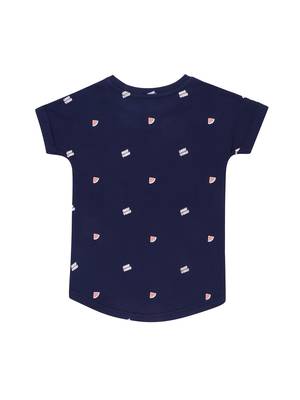 Red Printed Cotton Kids Tops 3