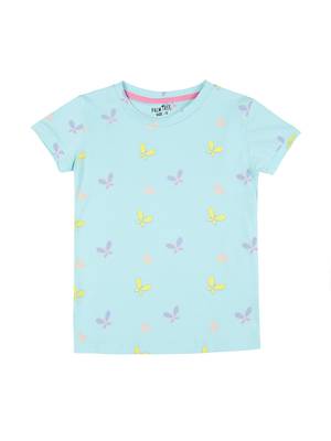 Green Printed Cotton Kids Tops 1