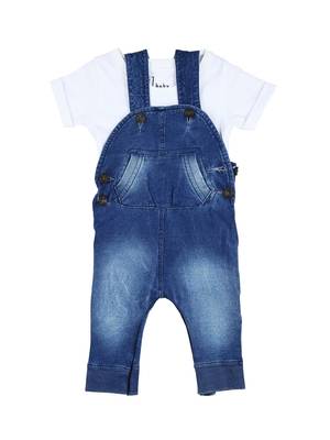Blue Plain Cotton Girls Dresses 1