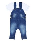 Blue Plain Cotton Girls Dresses