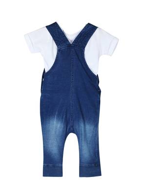 Blue Plain Cotton Girls Dresses 2