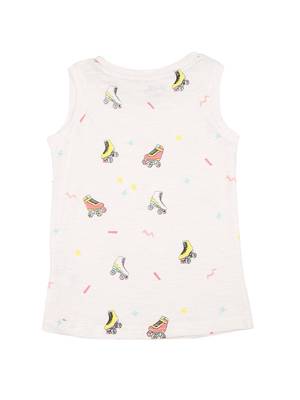 White Printed Cotton Kids Tops 2