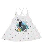 White Printed Cotton Kids Tops