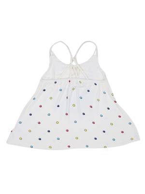 White Printed Cotton Kids Tops 2