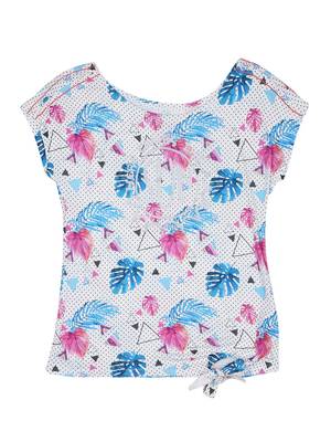 White Printed Cotton Kids Tops 1
