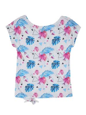 White Printed Cotton Kids Tops 2