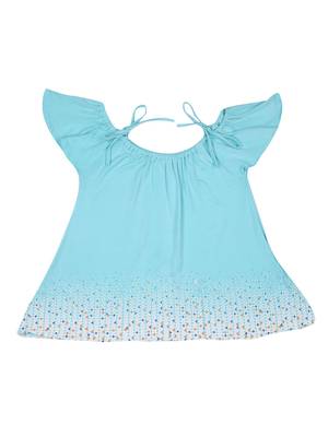 Blue Plain Cotton Kids Tops 1