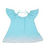 Blue Plain Cotton Kids Tops