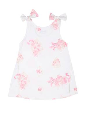 White Printed Cotton Kids Tops 2