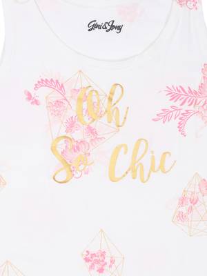 White Printed Cotton Kids Tops 3