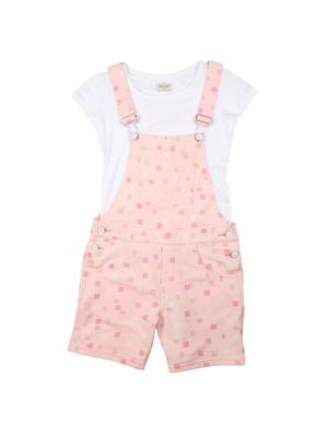 Pink Printed Cotton Girls Dresses 1