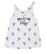 White Printed Cotton Kids Tops