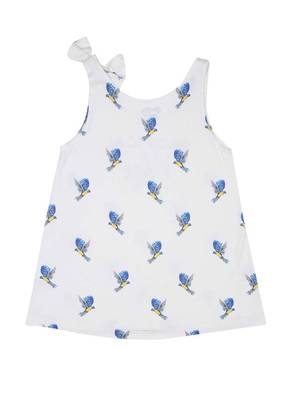 White Printed Cotton Kids Tops 2