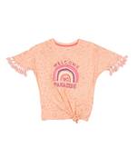 Orange Printed Cotton Kids Tops