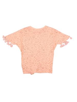 Orange Printed Cotton Kids Tops 2