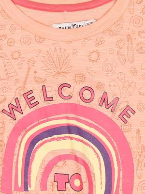 Orange Printed Cotton Kids Tops 3