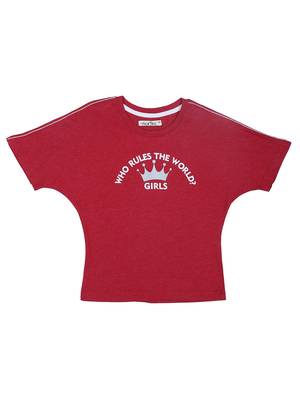 Red Plain Cotton Kids Tops 1