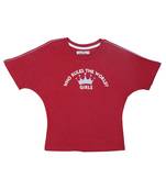 Red Plain Cotton Kids Tops