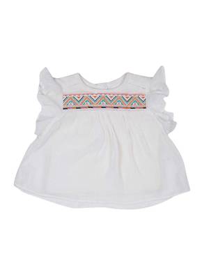 White Plain Cotton Kids Tops 1