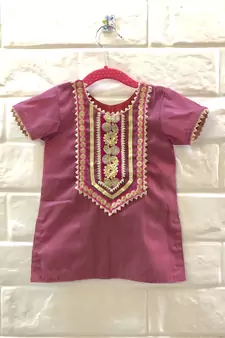 Magenta And Green  Kurta Pant Set