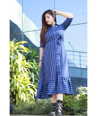long Printed Heavy  Rayon Designer Kurti 1