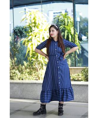long Printed Heavy  Rayon Designer Kurti 2