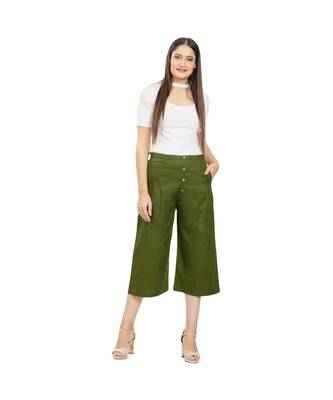 Olive Green Cotton Qullote 1
