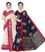 Combo Of 2 Poly Silk  Multicolor Printed Women's Saree
