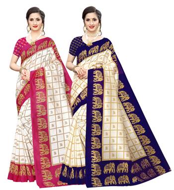 Combo Of 2 Poly Silk  Multicolor Printed Women's Saree 1